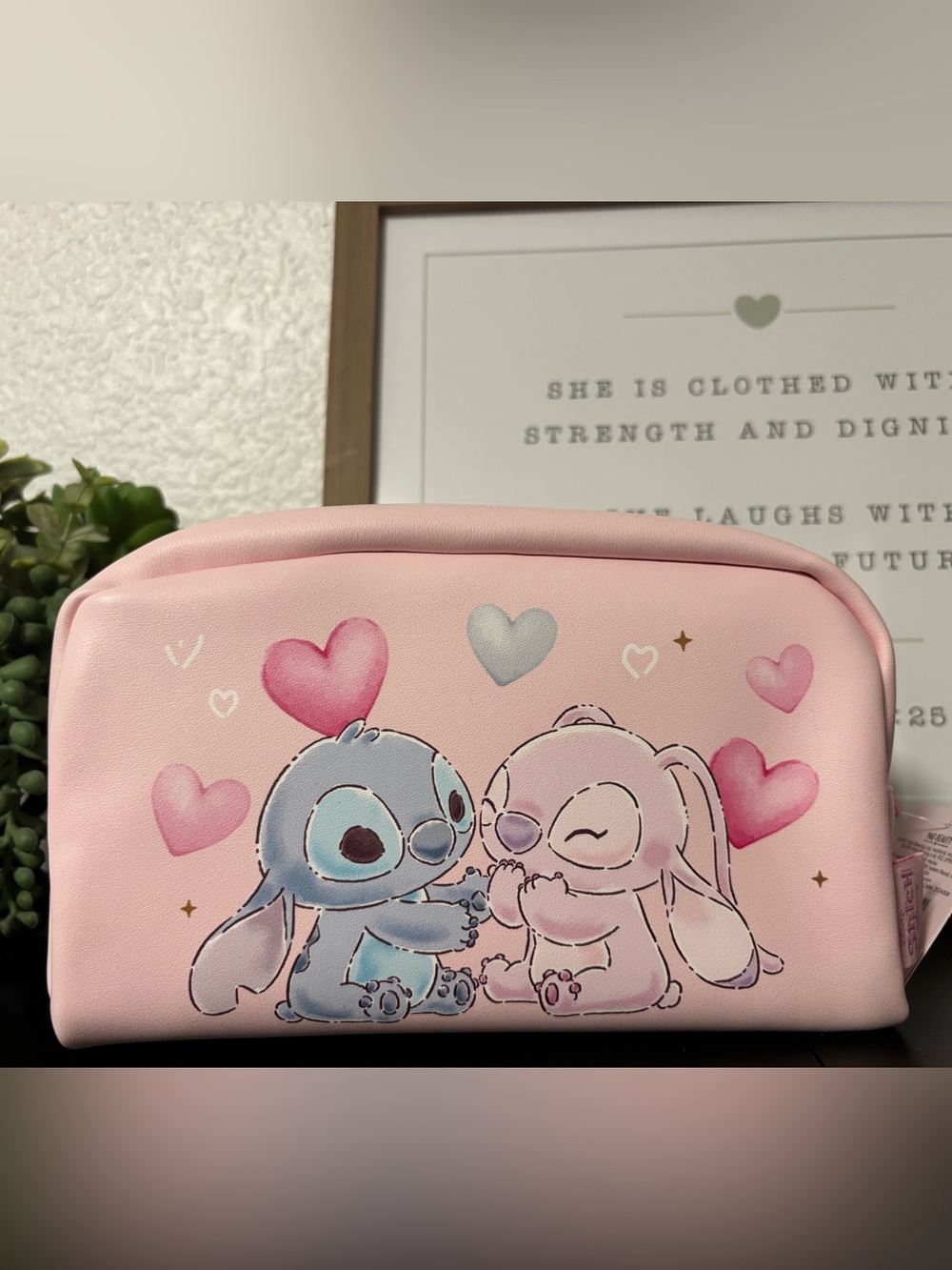 Disney Pink Stitch & Angel Heart Cosmetic Pouch